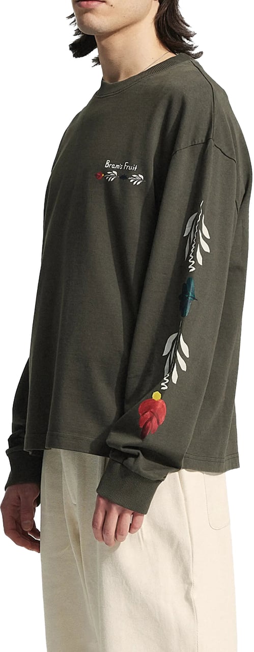 Bram's Fruit Flora Longsleeve - Solid Charcoal Black Zwart