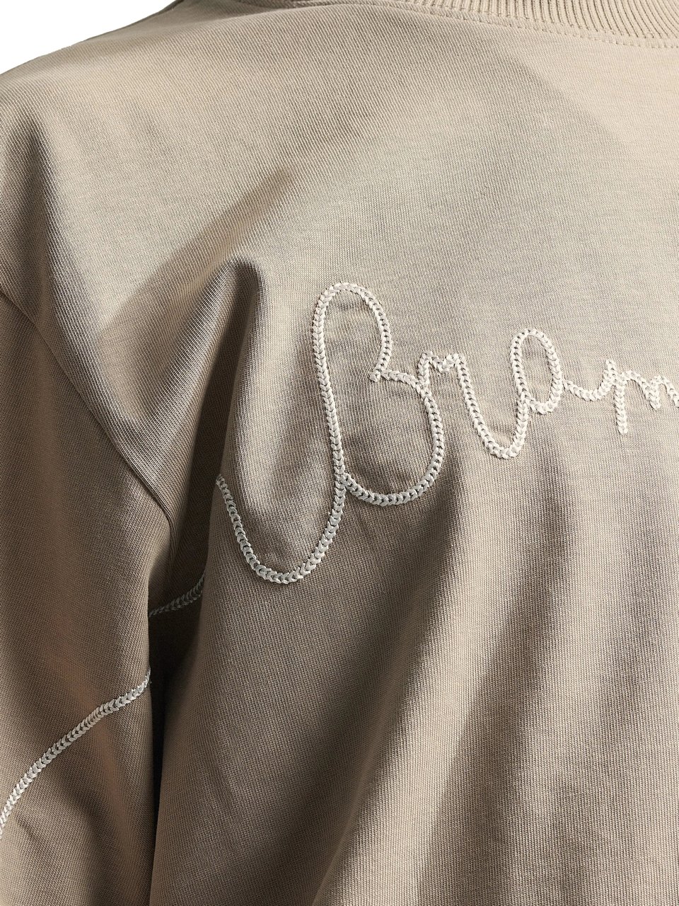 Bram's Fruit Garden Hose Chain Stitch T-shirt - Solid khaki Groen