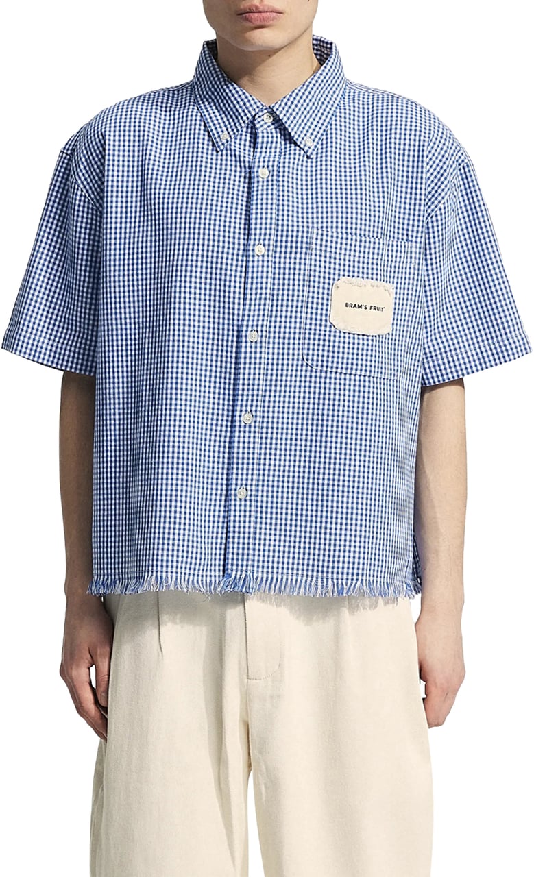 Bram's Fruit Distressed Farmer’s Shirt SS - Navy Blauw