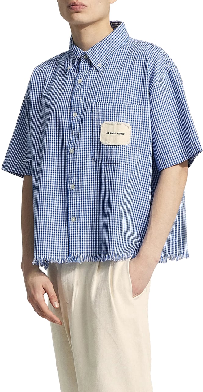 Bram's Fruit Distressed Farmer’s Shirt SS - Navy Blauw