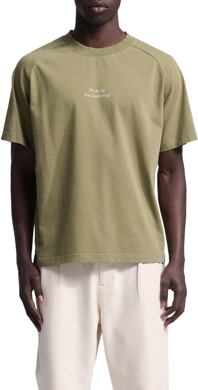 Bram's Fruit "F*ck Off I'm Gardening" Raglan T-shirt - Solid Olive Green Groen