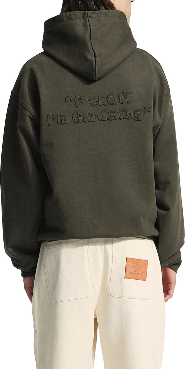 Bram's Fruit Cut & Sew “F*ck Off I'm Gardening” Hoodie - Washed Charcoal Grijs