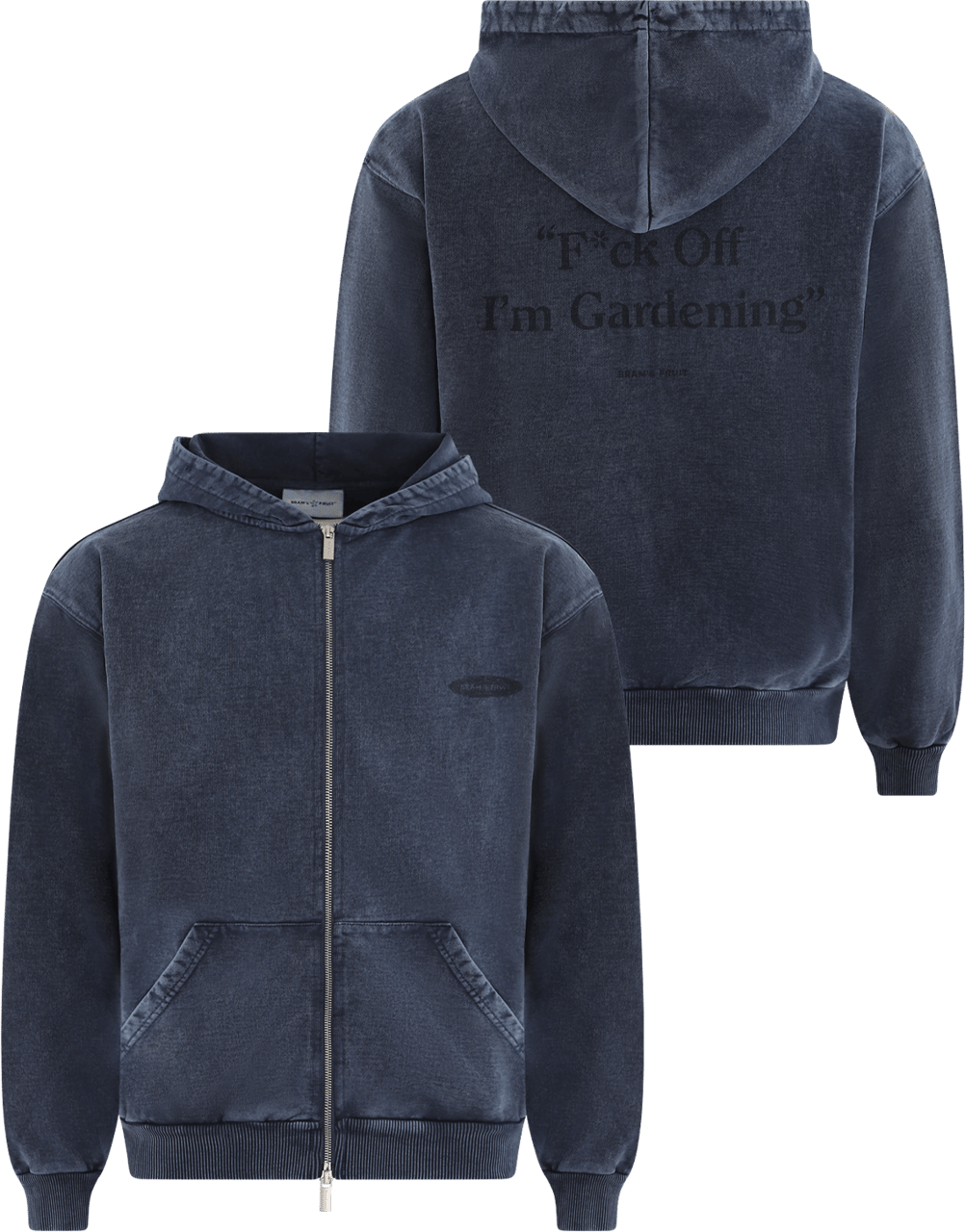 Bram's Fruit Heren Distressed Fuck Off Hoodie Blauw