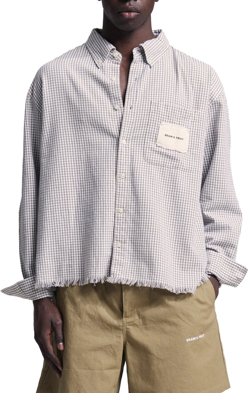 Bram's Fruit Distressed Farmer's Shirt Longsleeve - Olive Green Groen