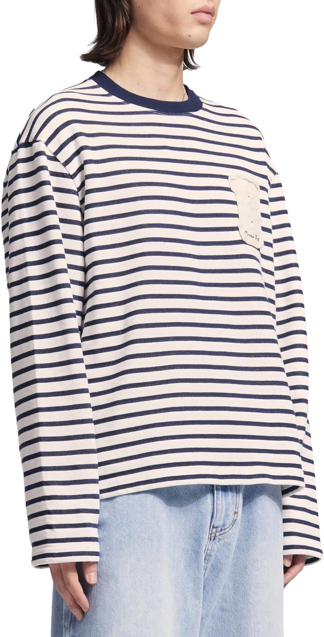 Bram's Fruit Varsity Striped Longsleeve - Navy Blauw