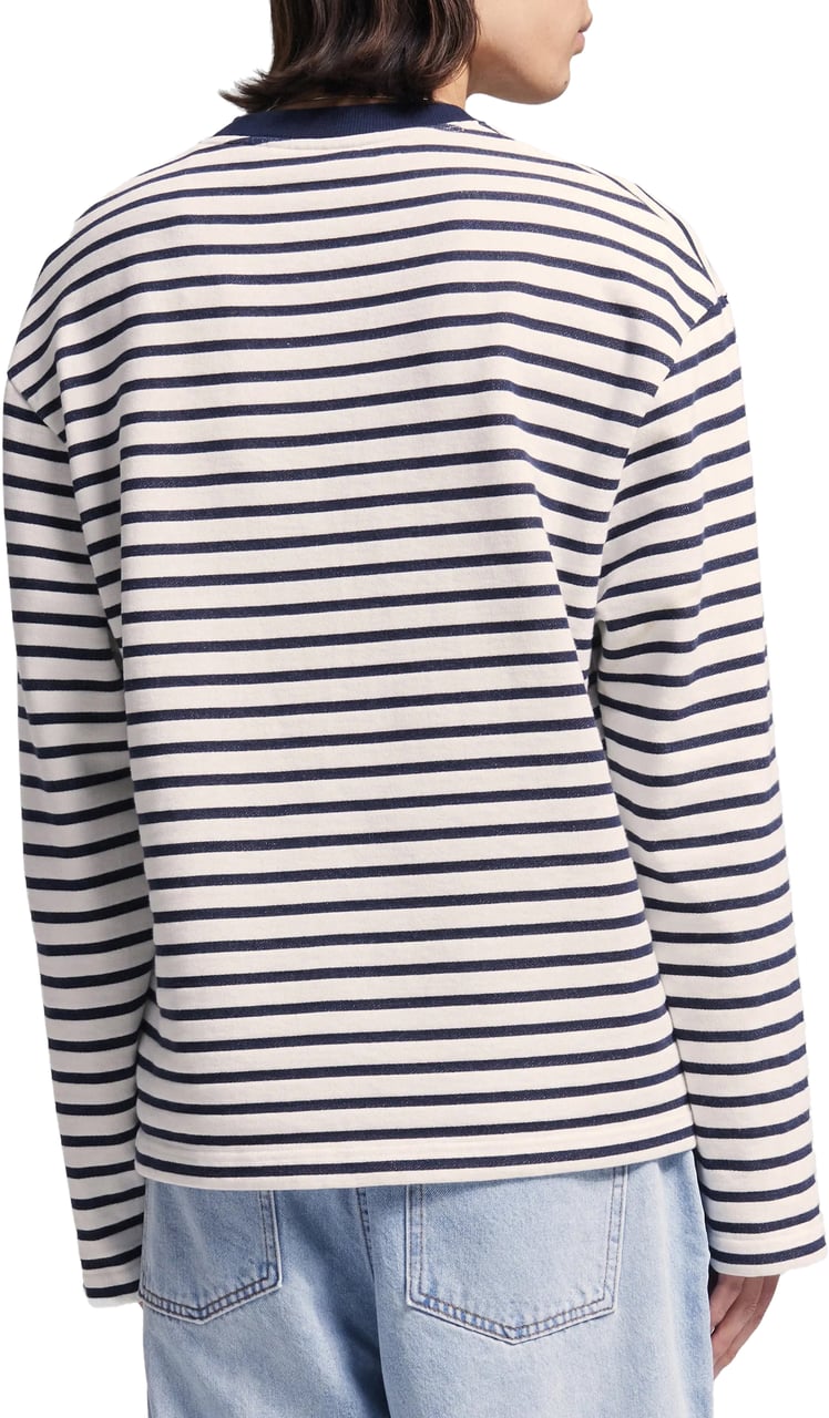 Bram's Fruit Varsity Striped Longsleeve - Navy Blauw