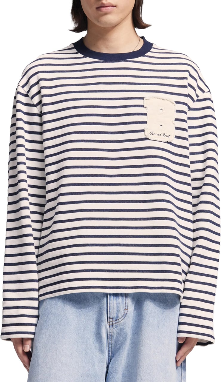 Bram's Fruit Varsity Striped Longsleeve - Navy Blauw