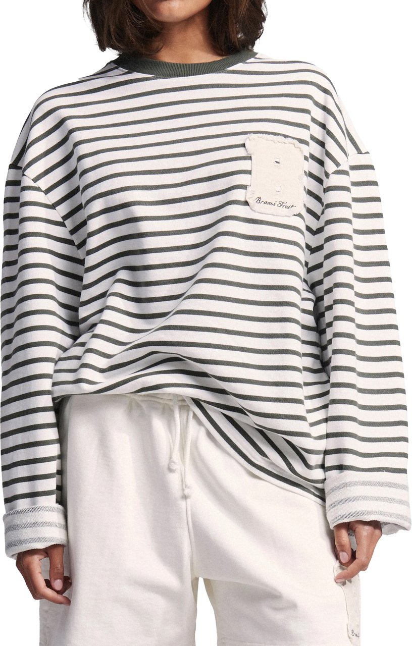 Bram's Fruit Varsity Striped Longsleeve - Olive Green Groen