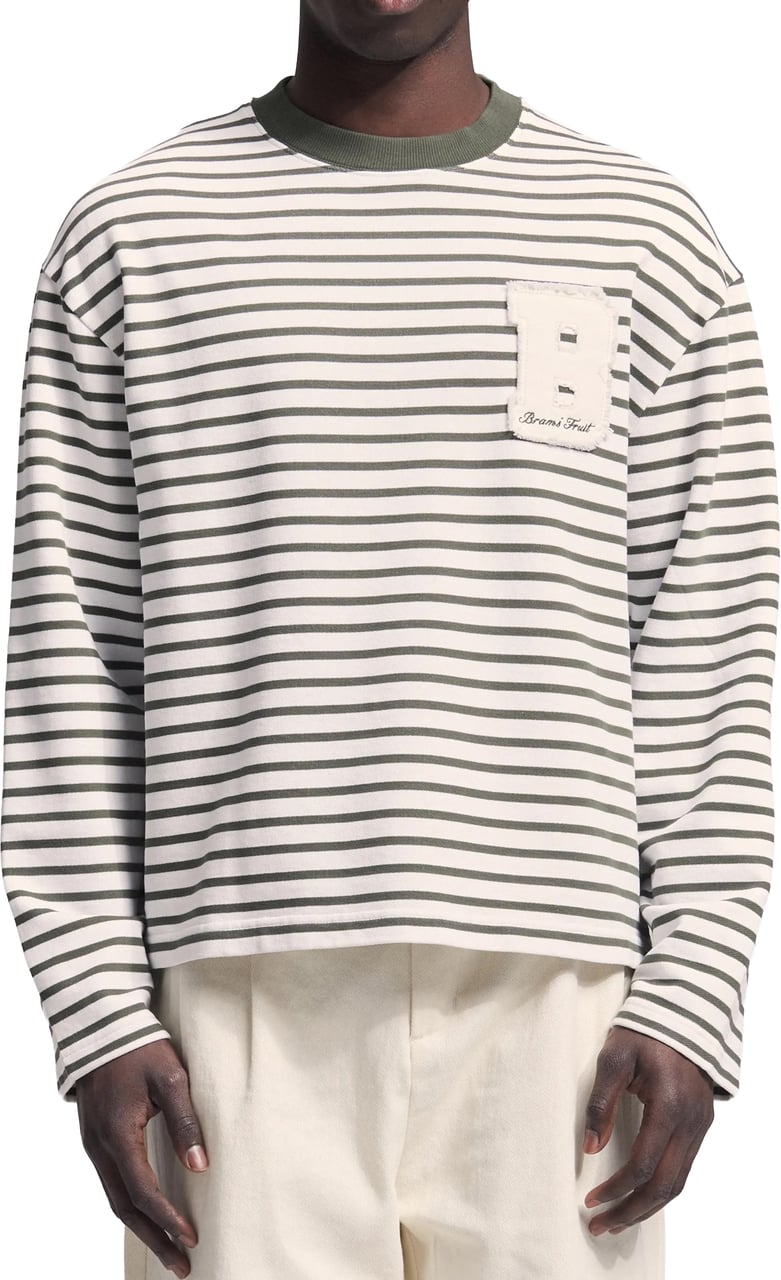Bram's Fruit Varsity Striped Longsleeve - Olive Green Groen