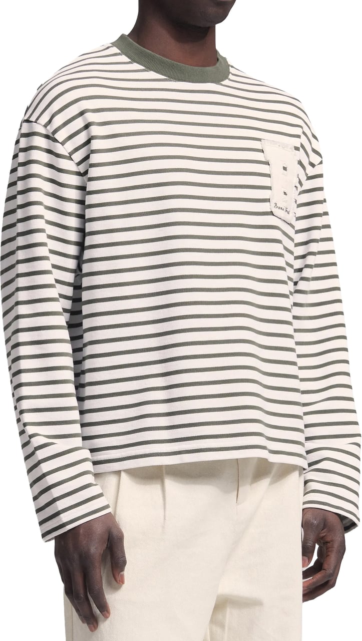 Bram's Fruit Varsity Striped Longsleeve - Olive Green Groen