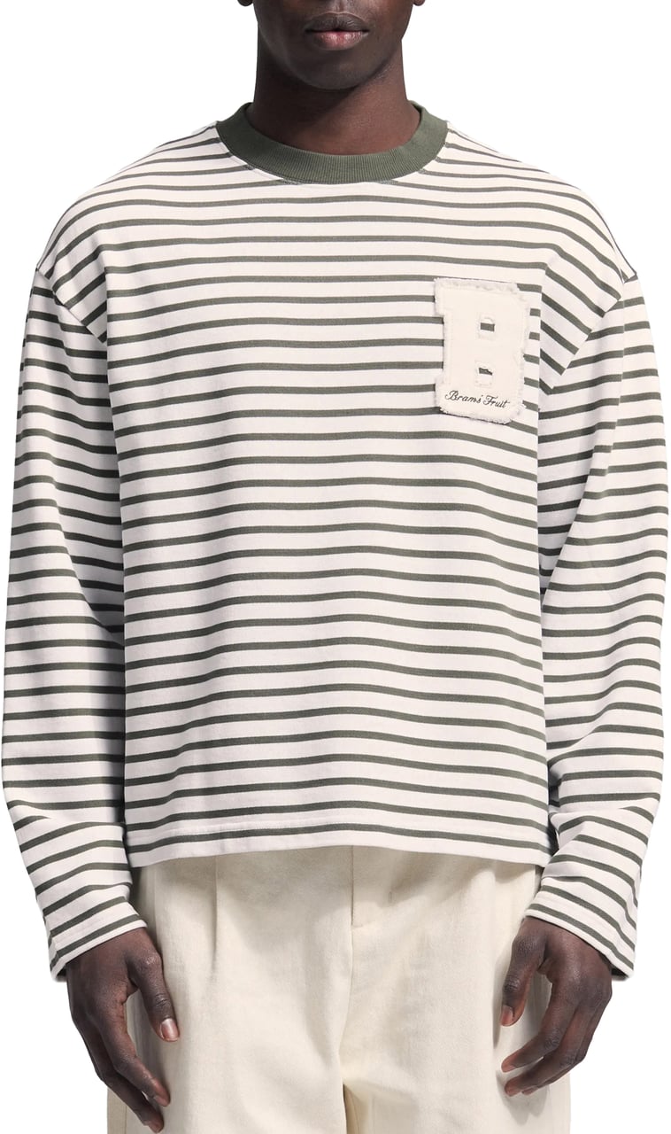 Bram's Fruit Varsity Striped Longsleeve - Olive Green Groen