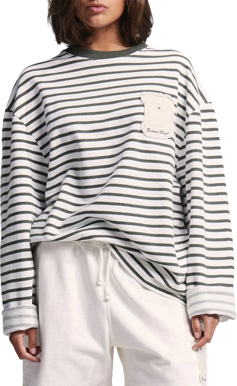 Bram's Fruit Varsity Striped Longsleeve - Olive Green Groen