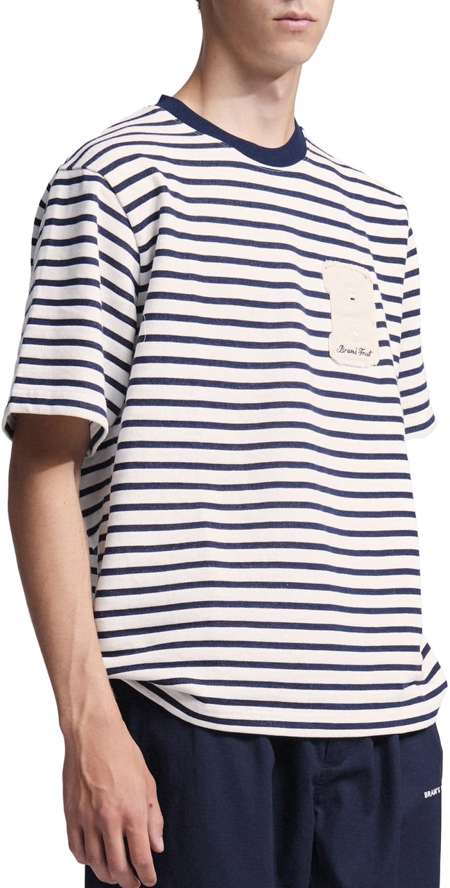 Bram's Fruit Varsity Striped T-shirt - Navy Blauw