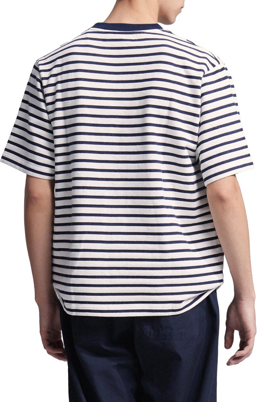 Bram's Fruit Varsity Striped T-shirt - Navy Blauw