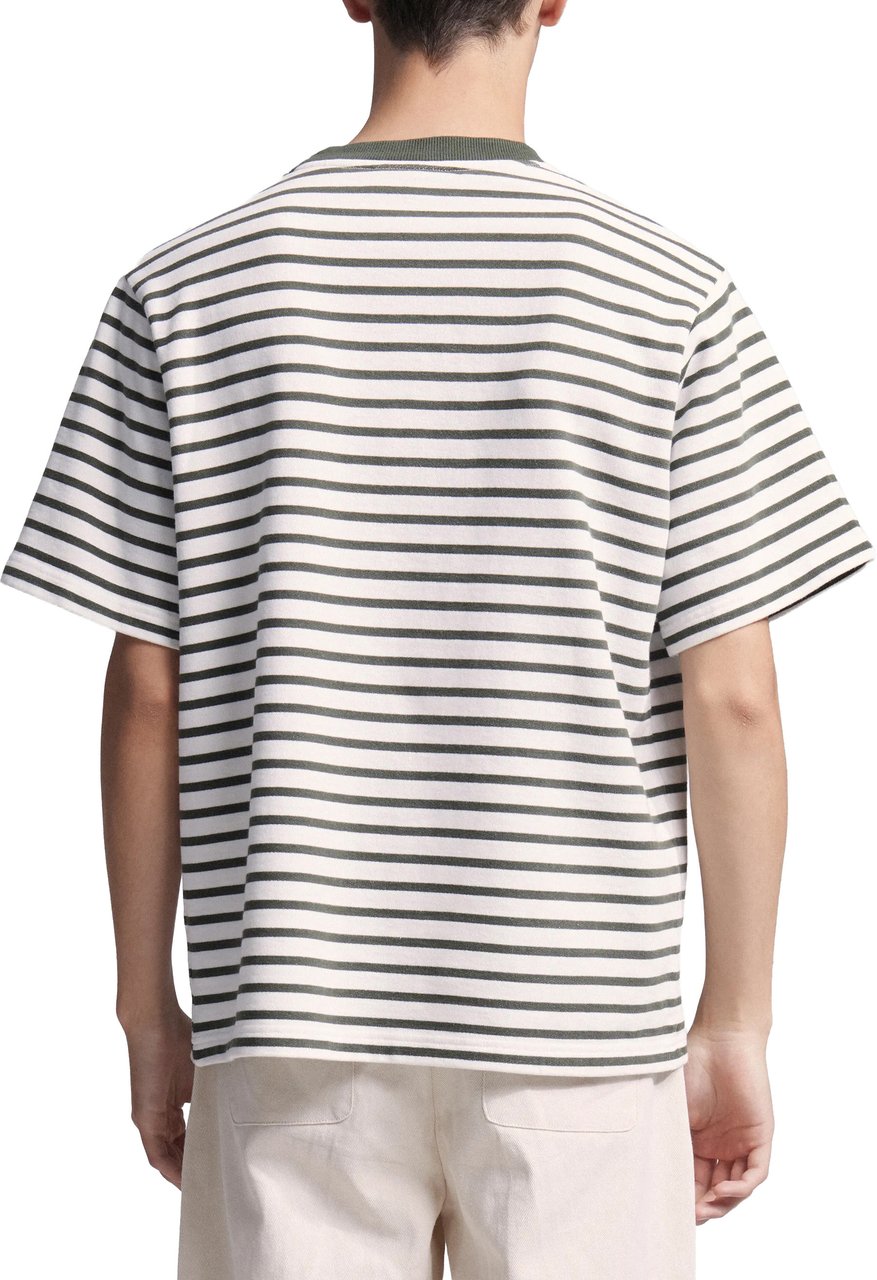 Bram's Fruit Varsity Striped T-shirt - Olive Green Groen
