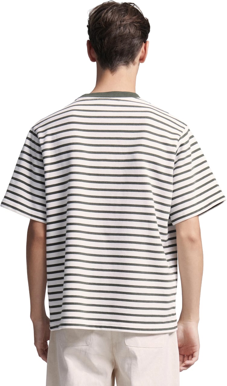 Bram's Fruit Varsity Striped T-shirt - Olive Green Groen