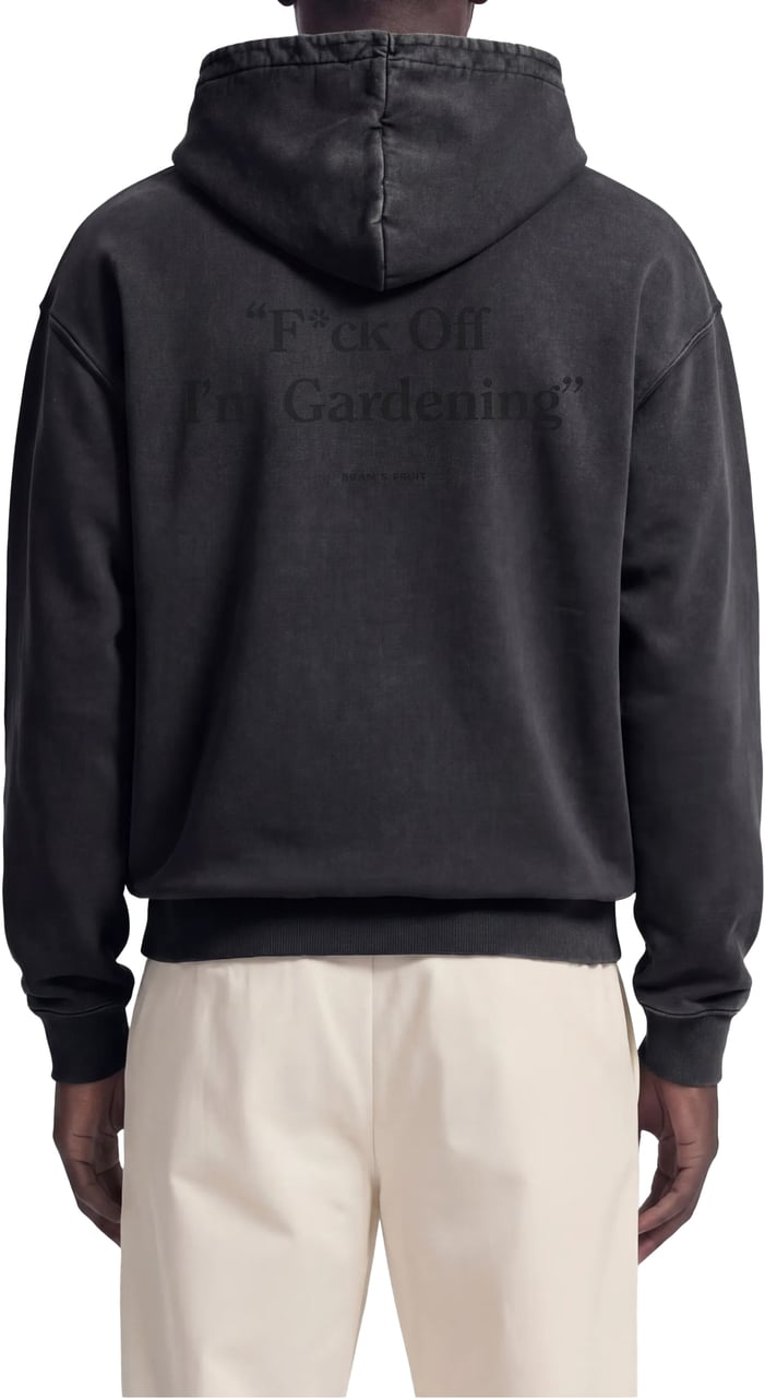 Bram's Fruit Distressed F*ck Off I'm Gardening Zipper Hoodie - Washed Black Zwart