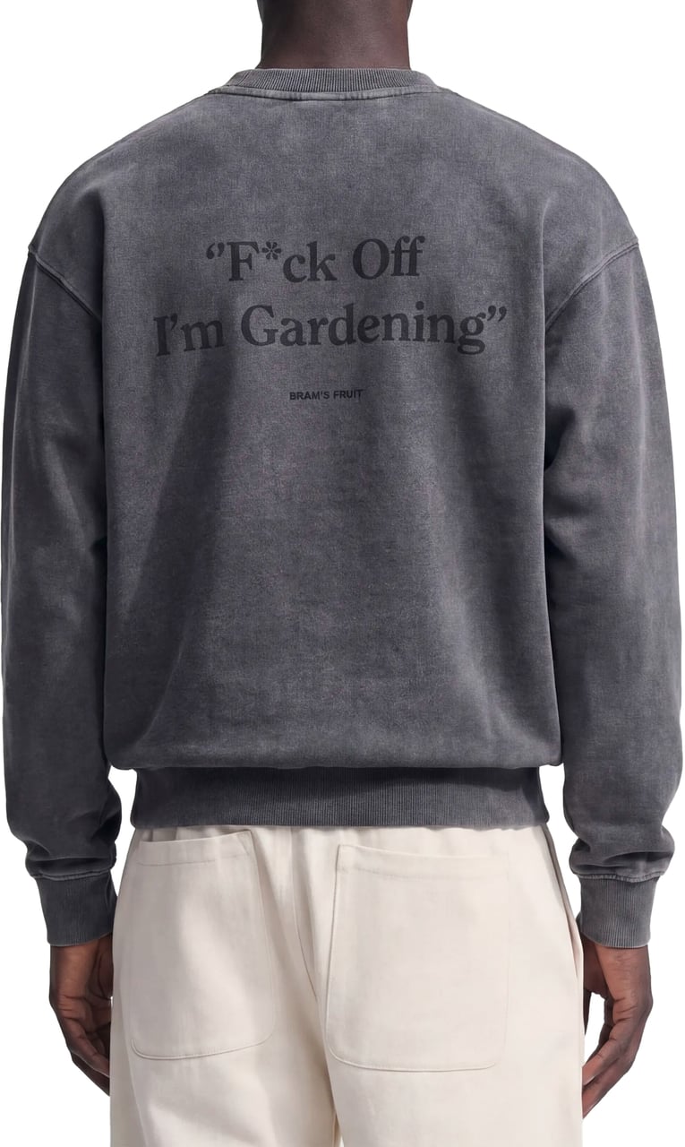 Bram's Fruit Distressed F*ck Off I'm Gardening Crewneck - Washed Black Zwart