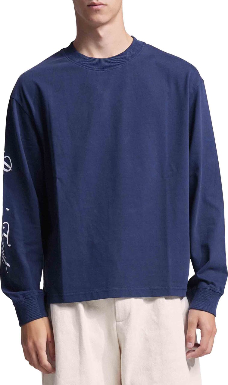 Bram's Fruit Script Logo Longsleeve - Navy Blauw