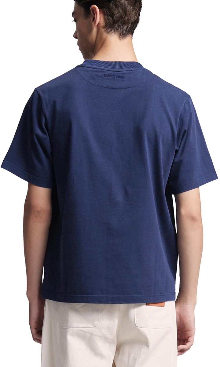 Bram's Fruit Script Logo T-shirt - Navy Blauw