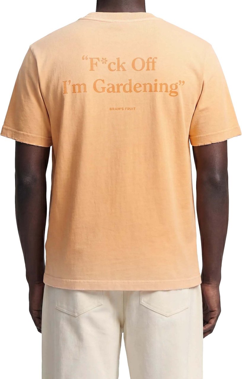 Bram's Fruit Distressed F*ck Off I'm Gardening T-shirt - Washed Orange Oranje