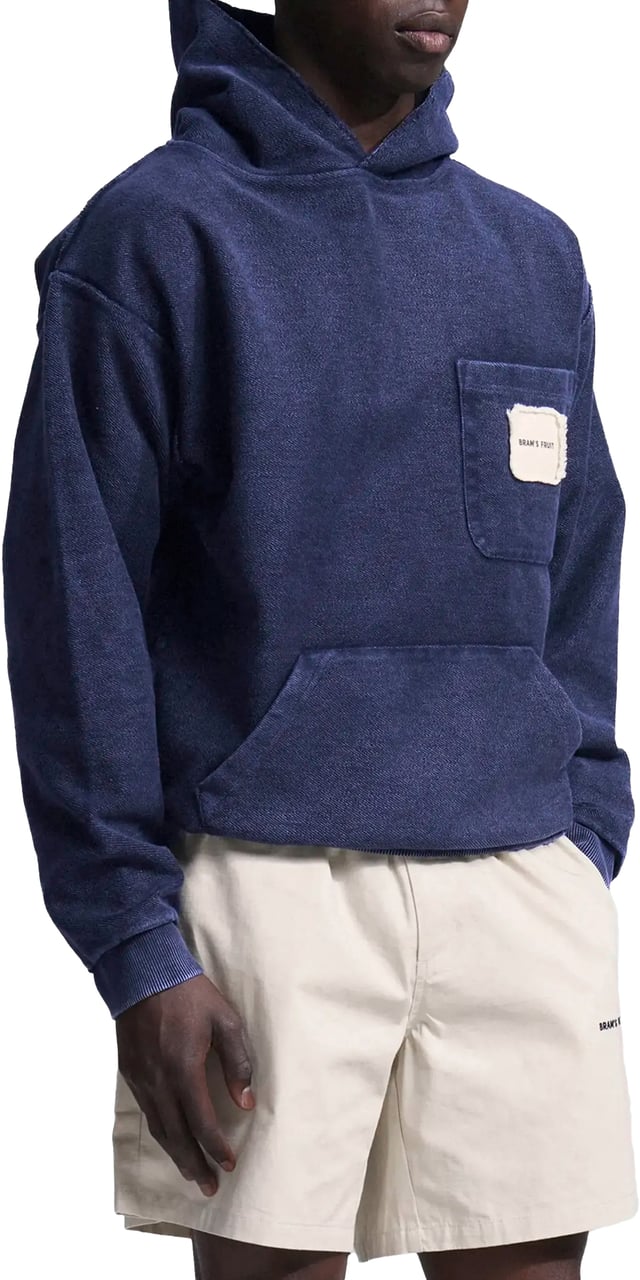 Bram's Fruit Chest Pocket Hoodie - Washed Navy Blauw