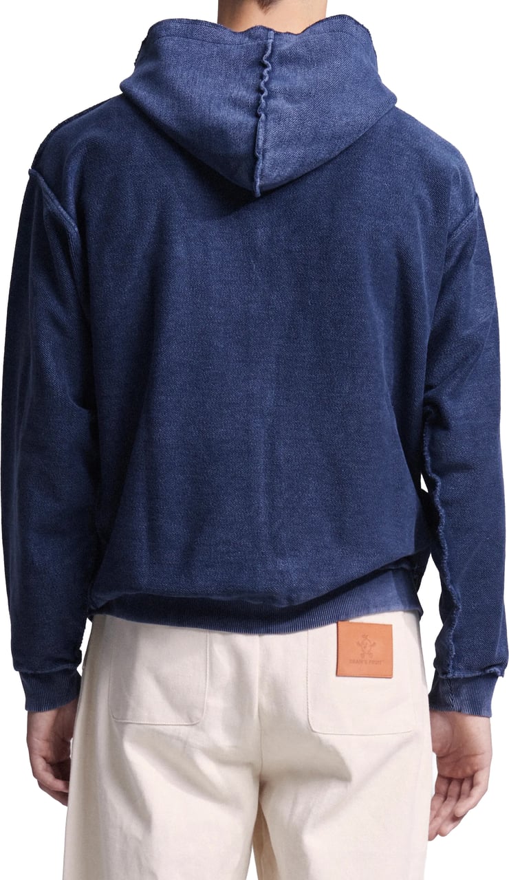 Bram's Fruit Chest Pocket Zipper Hoodie - Washed Navy Blauw