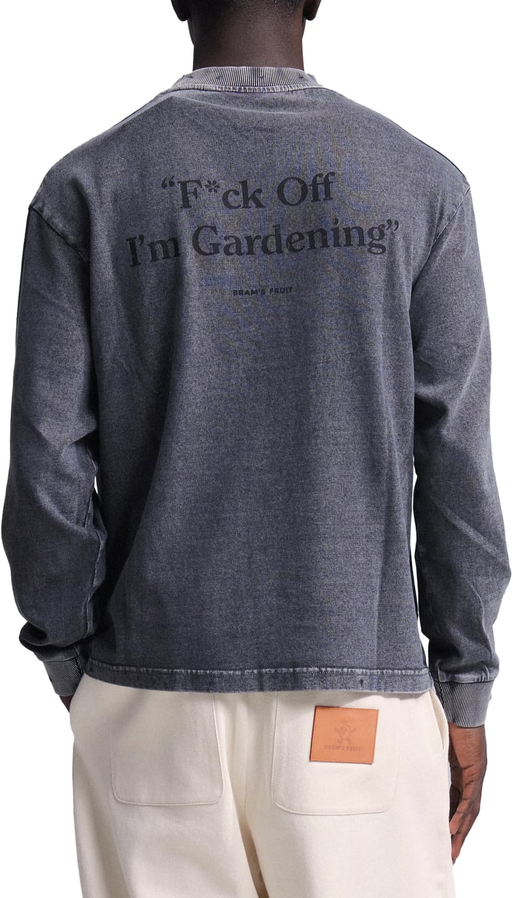 Bram's Fruit Distressed F*ck Off I'm Gardening Longsleeve - Washed Charcoal Grijs