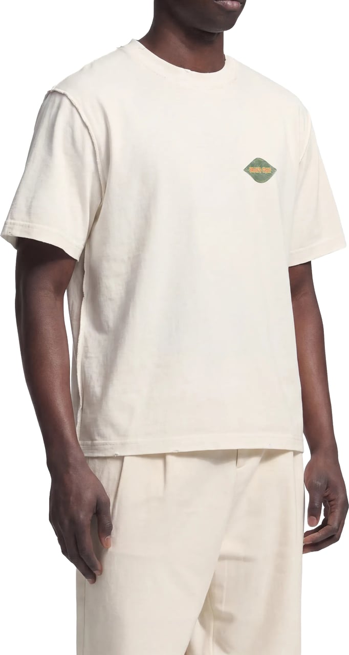 Bram's Fruit Distressed Leaf T-shirt - Off White Wit