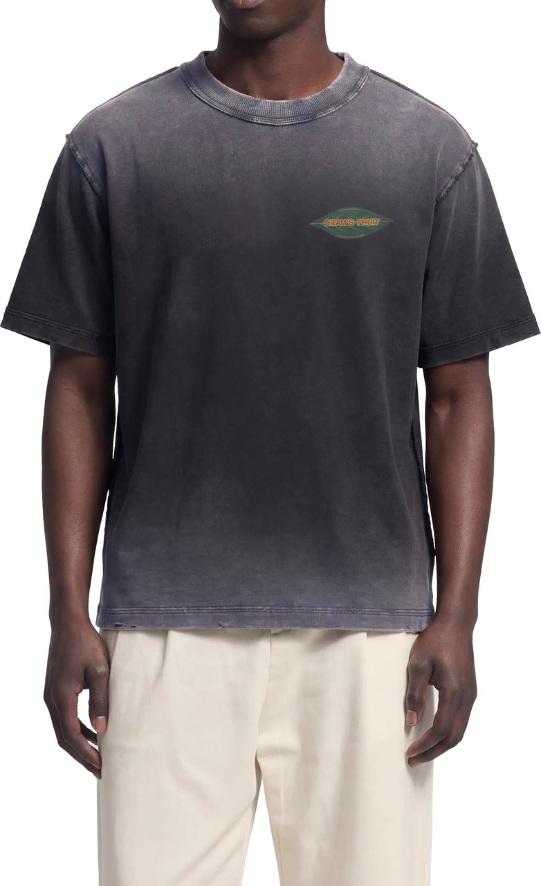 Bram's Fruit Distressed Leaf T-shirt - Shadow Black Zwart