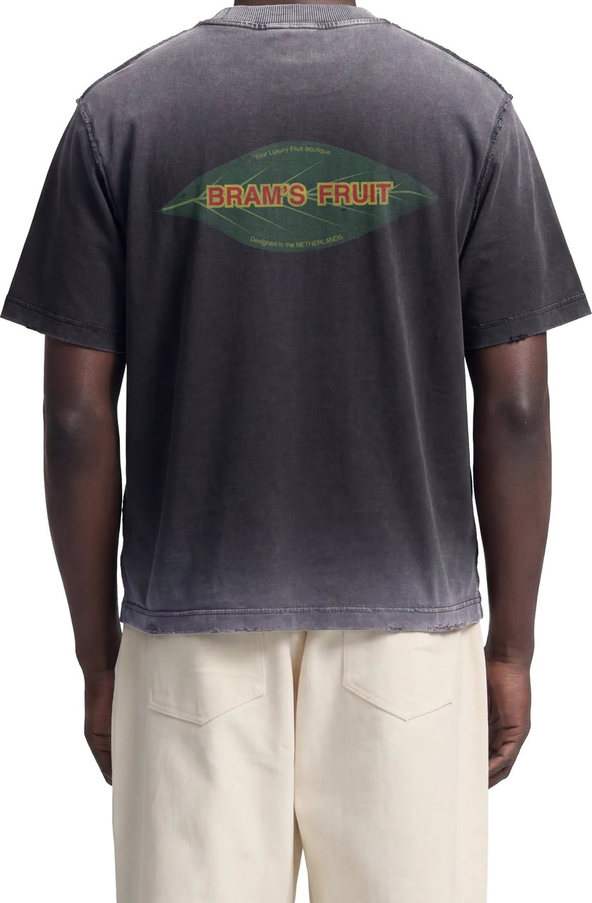 Bram's Fruit Distressed Leaf T-shirt - Shadow Black Zwart