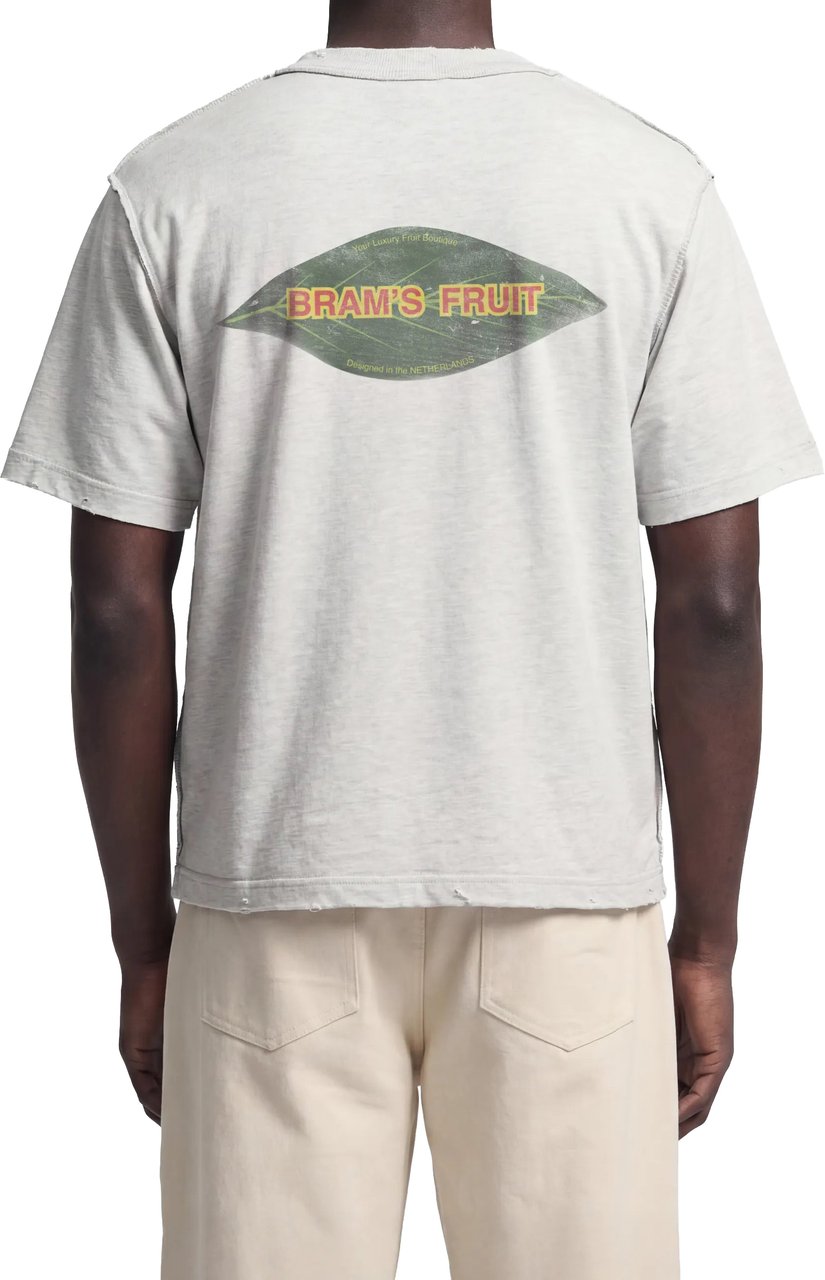 Bram's Fruit Distressed Leaf T-shirt - Grey Melange Grijs