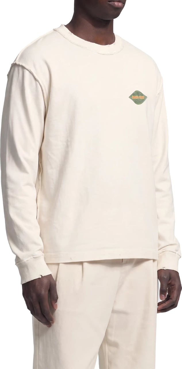 Bram's Fruit Distressed Leaf Longsleeve - Off White Wit