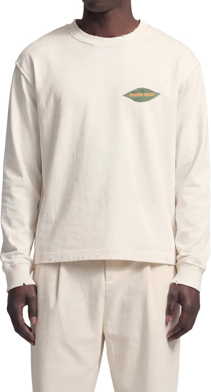 Bram's Fruit Distressed Leaf Longsleeve - Off White Wit