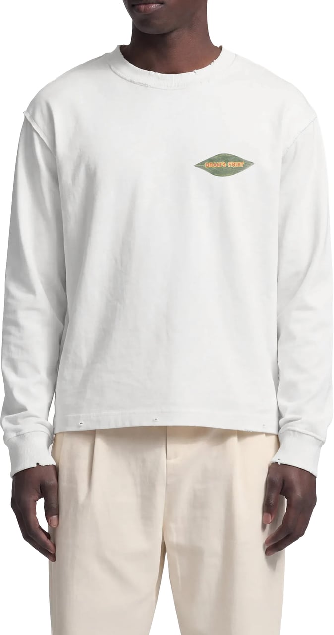 Bram's Fruit Distressed Leaf Longsleeve - Off White Wit