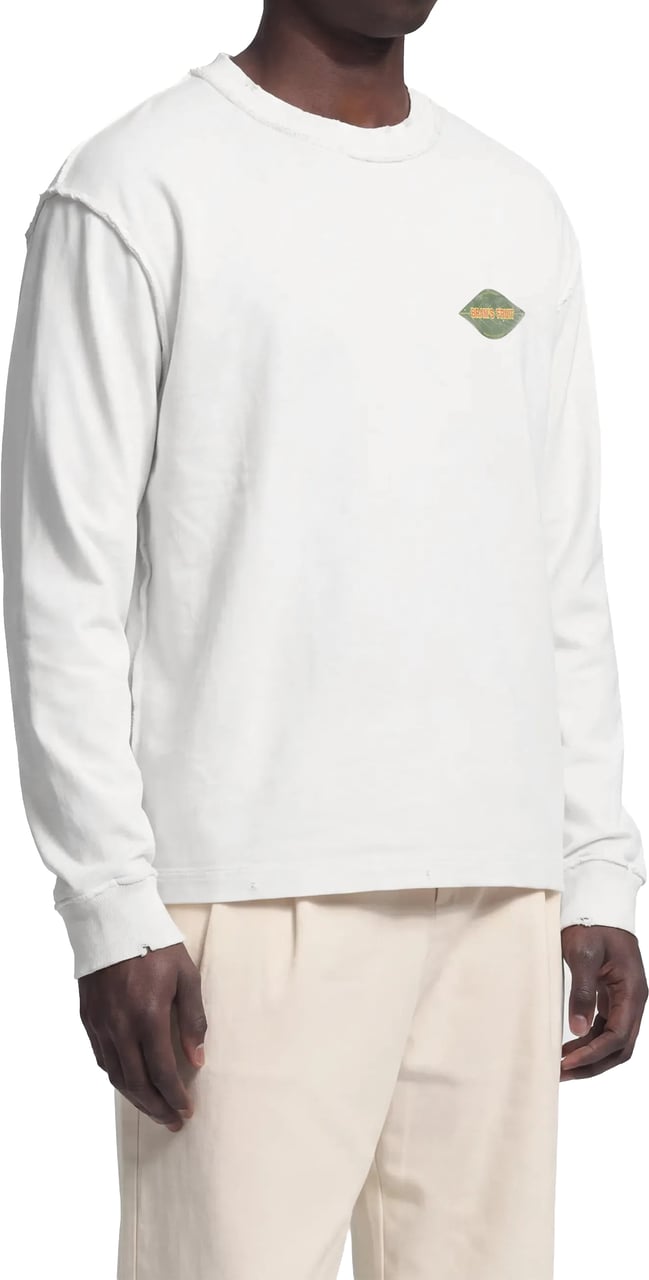 Bram's Fruit Distressed Leaf Longsleeve - Off White Wit
