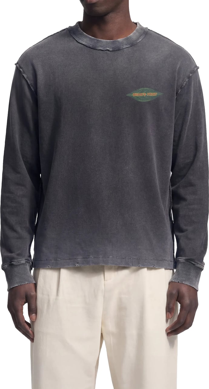 Bram's Fruit Distressed Leaf Longsleeve - Shadow Black Zwart