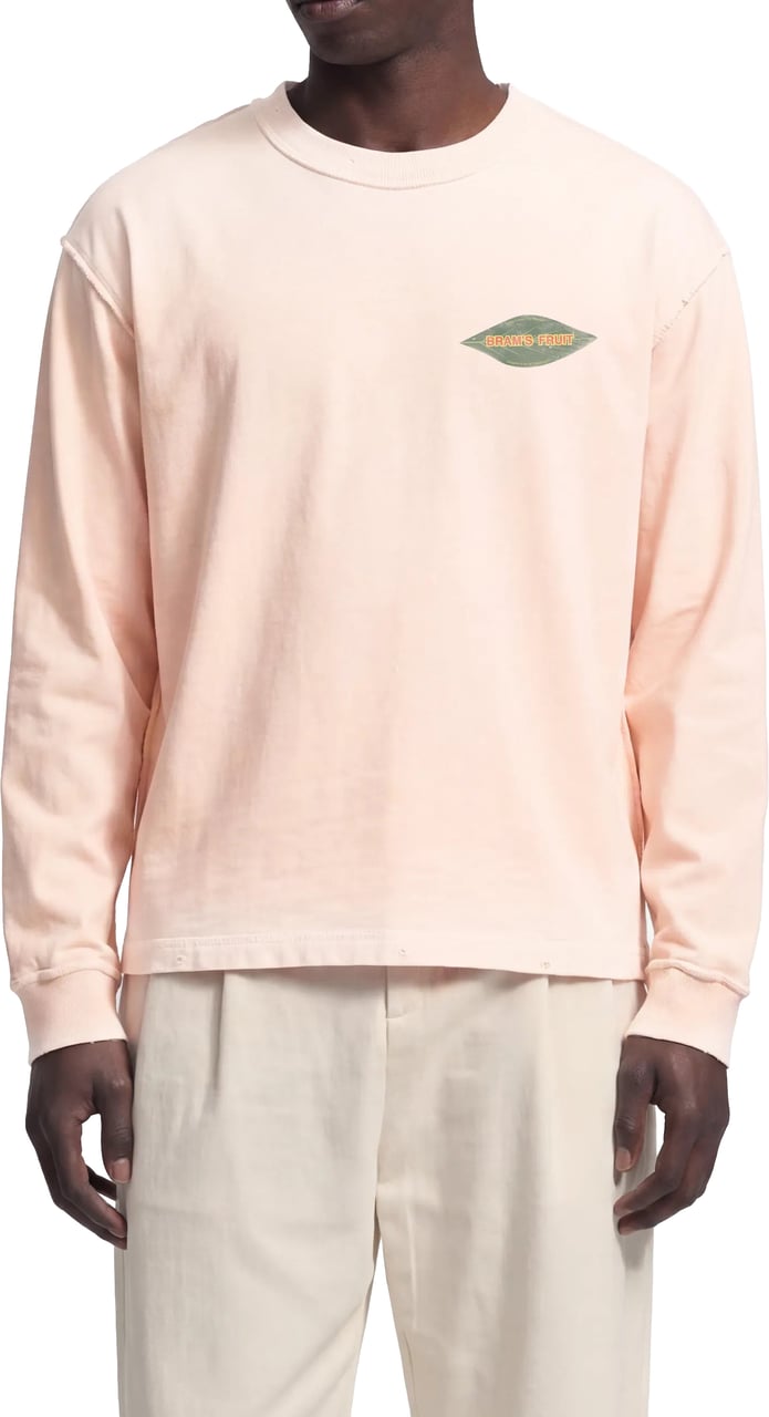 Bram's Fruit Distressed Leaf Longsleeve - Strawberry Milkshake Pink Roze