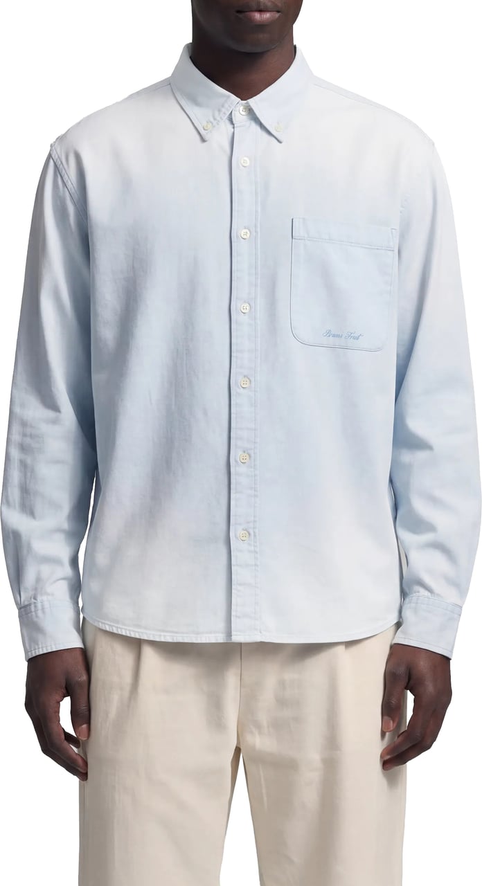 Bram's Fruit Script Logo Shirt Longsleeve - Blueberry Blue Blauw
