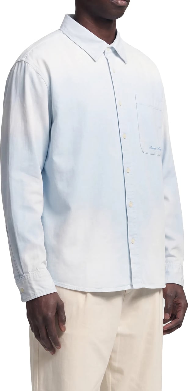Bram's Fruit Script Logo Shirt Longsleeve - Blueberry Blue Blauw