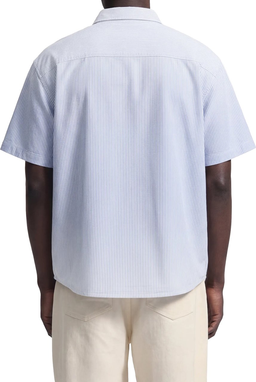Bram's Fruit Distressed Oxford Shirt Shortsleeve - Light Blue Blauw