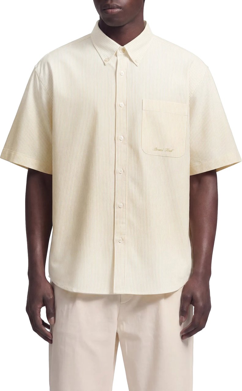 Bram's Fruit Distressed Oxford Shirt Shortsleeve - Yellow Geel