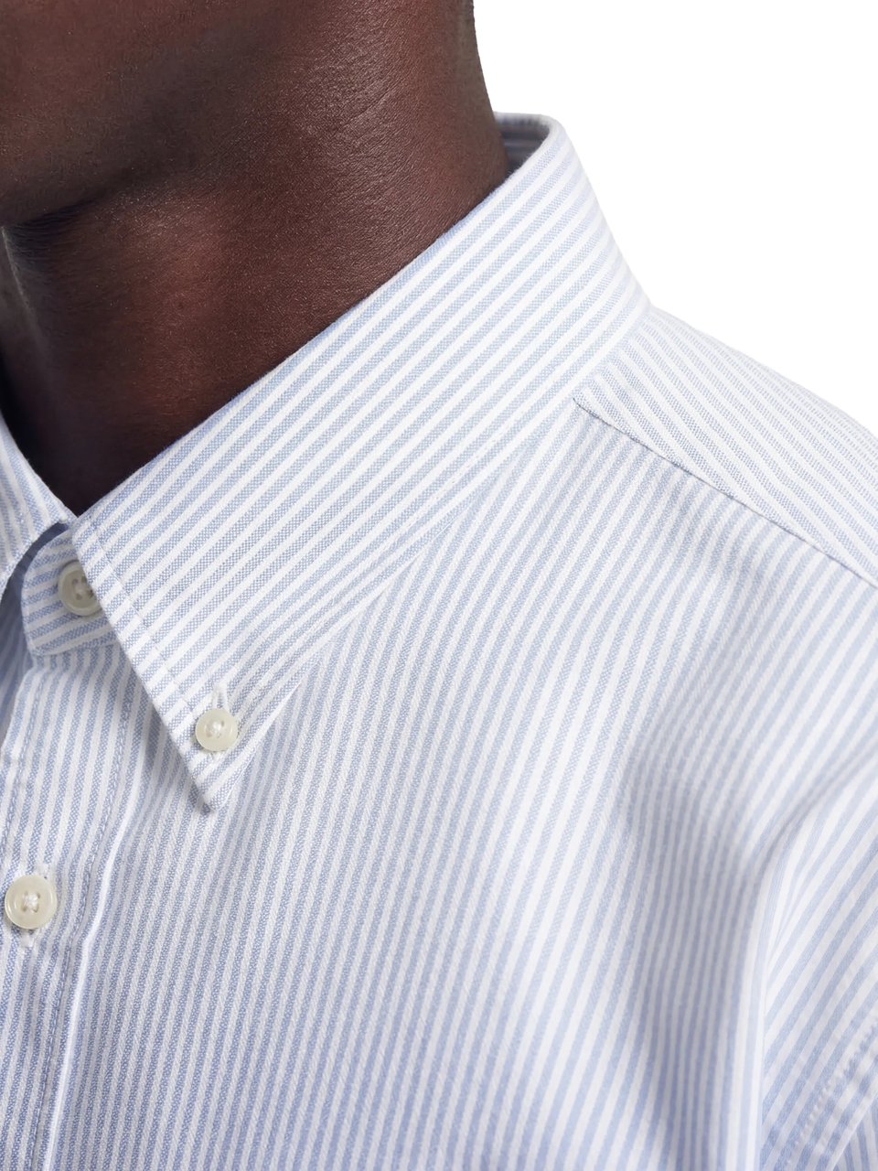 Bram's Fruit Distressed Oxford Shirt Longsleeve - Light Blue Blauw