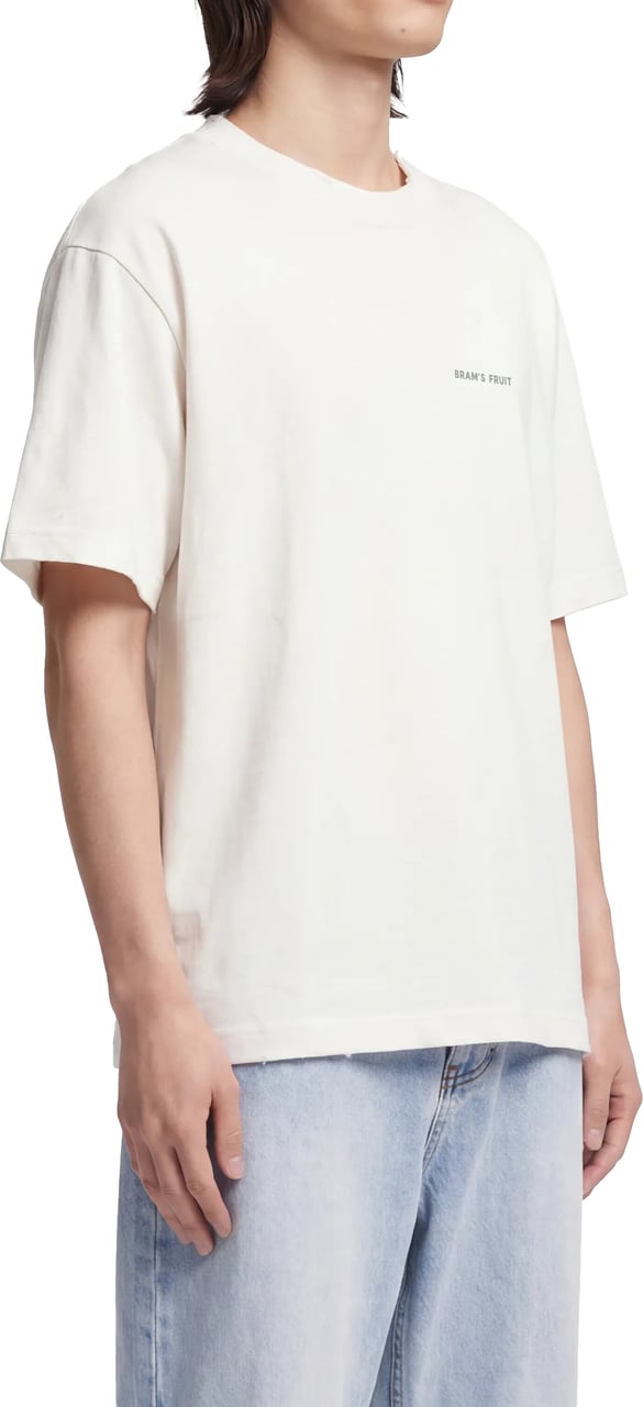 Bram's Fruit Distressed Big Lemon Outline T-shirt - White Wit
