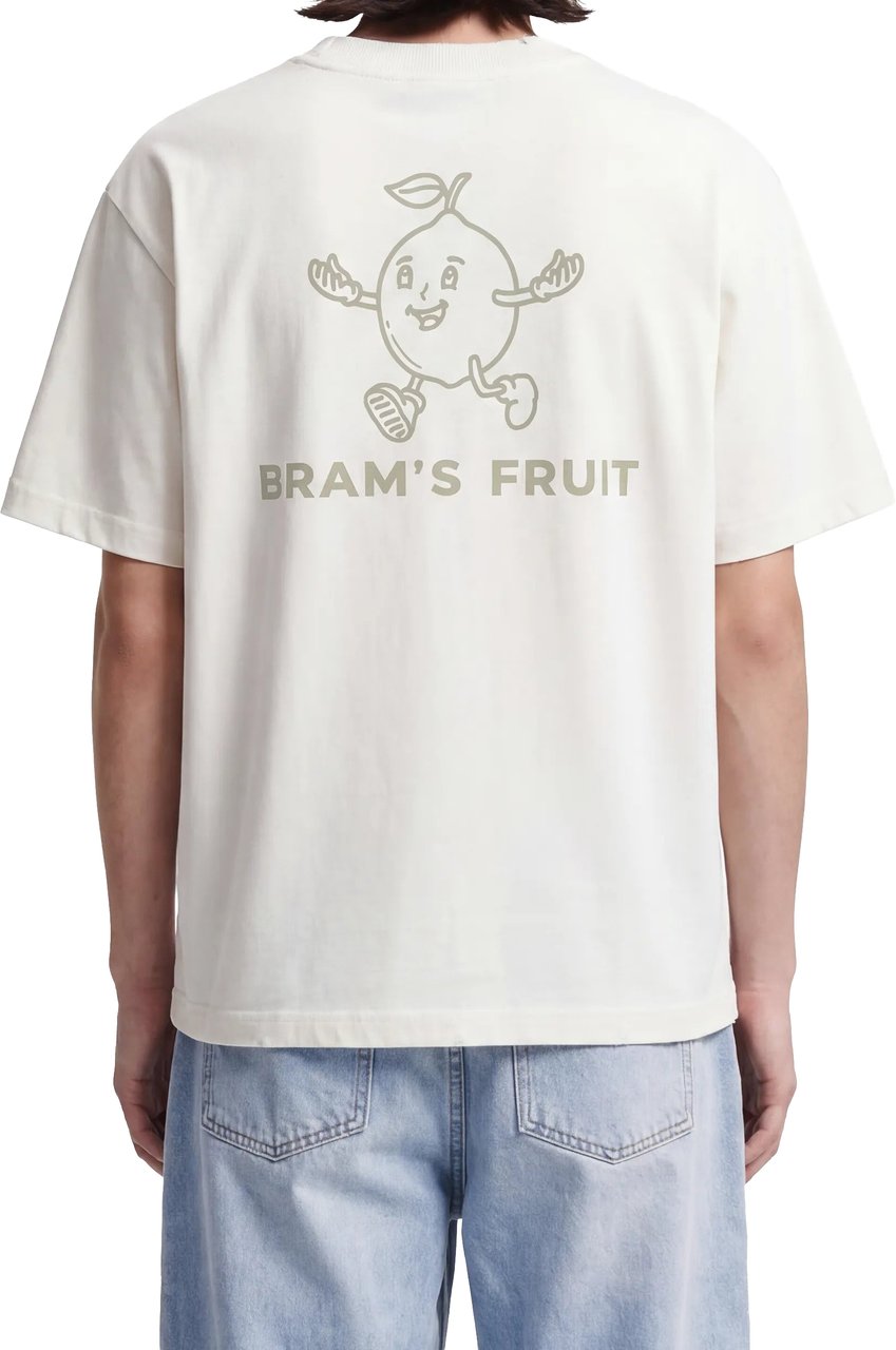 Bram's Fruit Distressed Big Lemon Outline T-shirt - White Wit