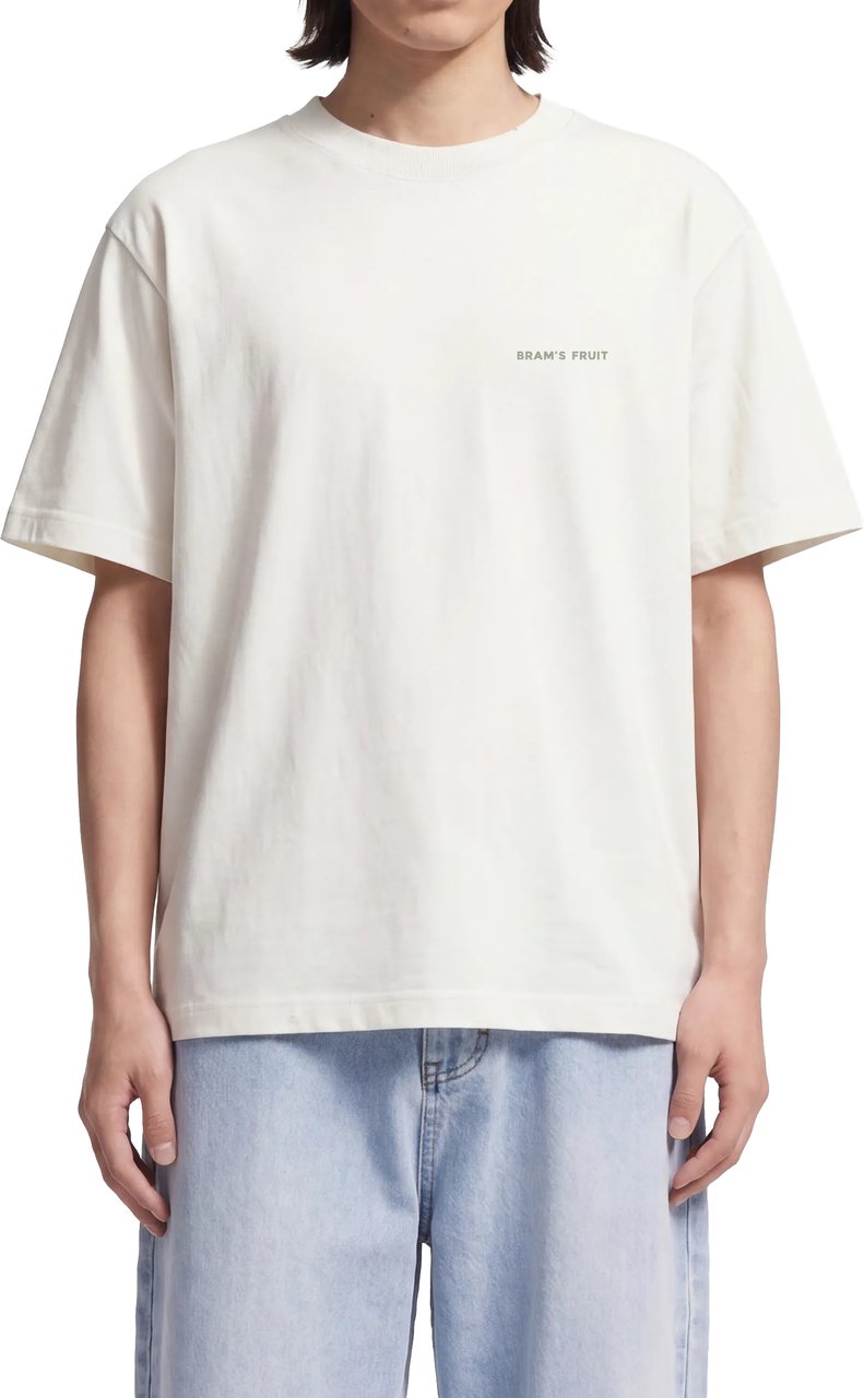 Bram's Fruit Distressed Big Lemon Outline T-shirt - White Wit