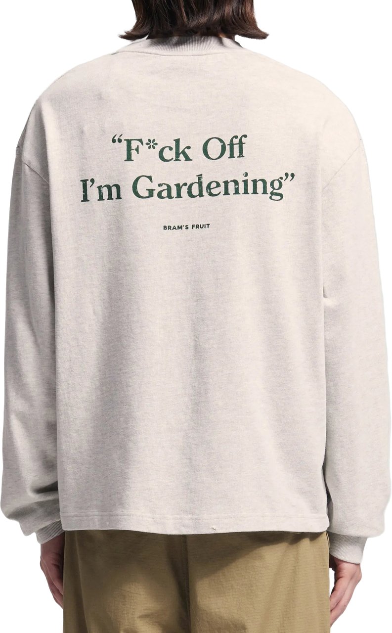 Bram's Fruit Distressed “F*ck Off I'm Gardening” Longsleeve - Grey Melange Grijs