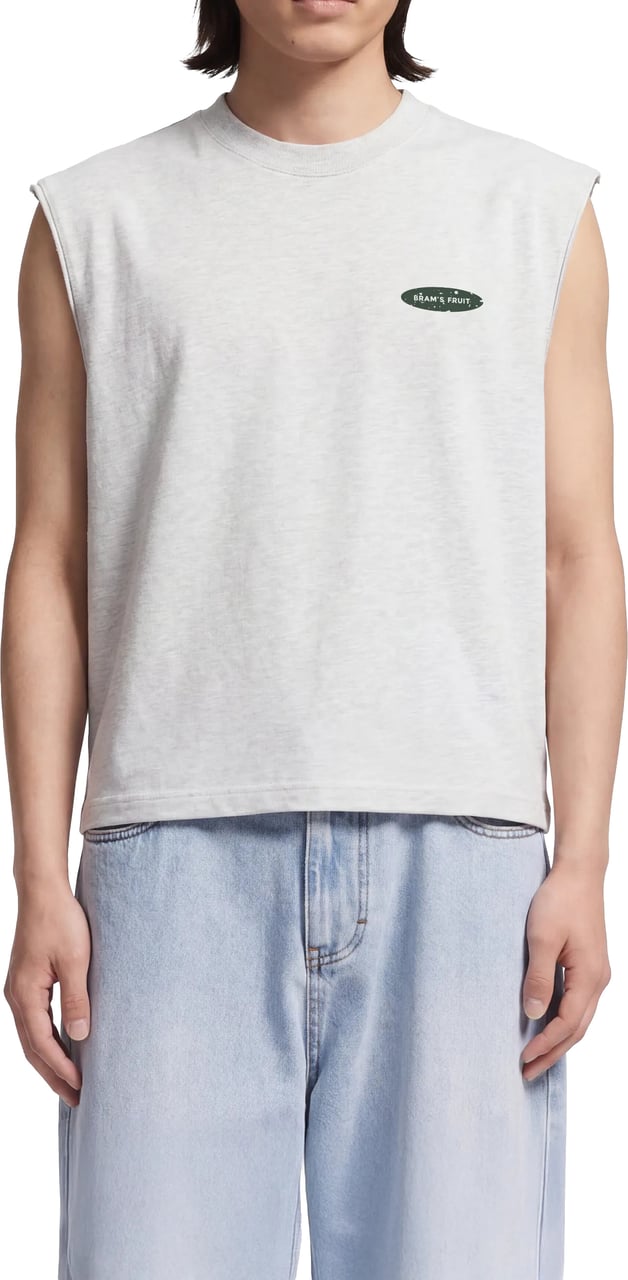 Bram's Fruit Distressed “F*ck Off I'm Gardening” Sleeveless T-shirt - Grey Melange Grijs
