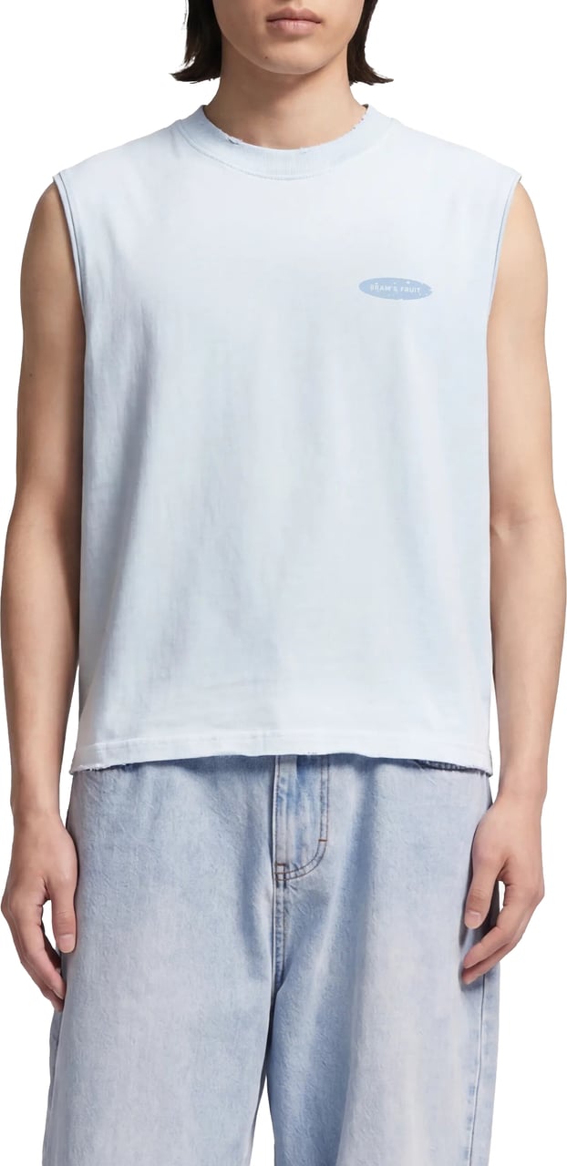 Bram's Fruit Distressed “F*ck Off I'm Gardening” Sleeveless T-shirt - Blueberry Blue Blauw