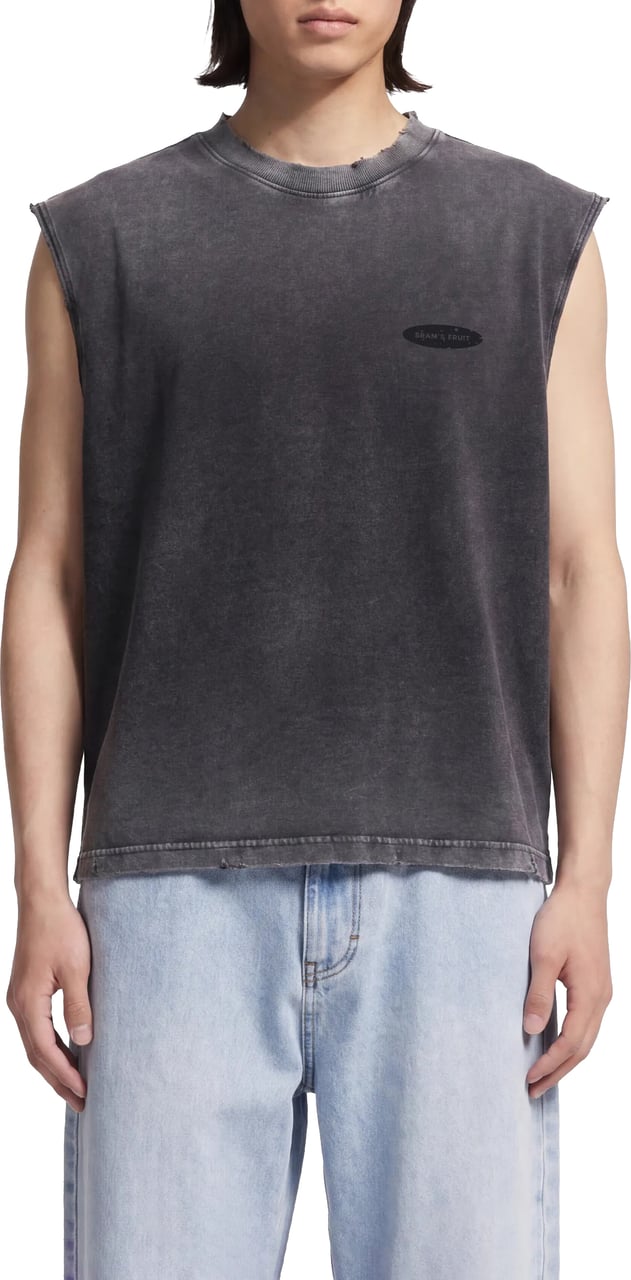 Bram's Fruit Distressed “F*ck Off I'm Gardening” Sleeveless T-shirt - Shadow Black Zwart